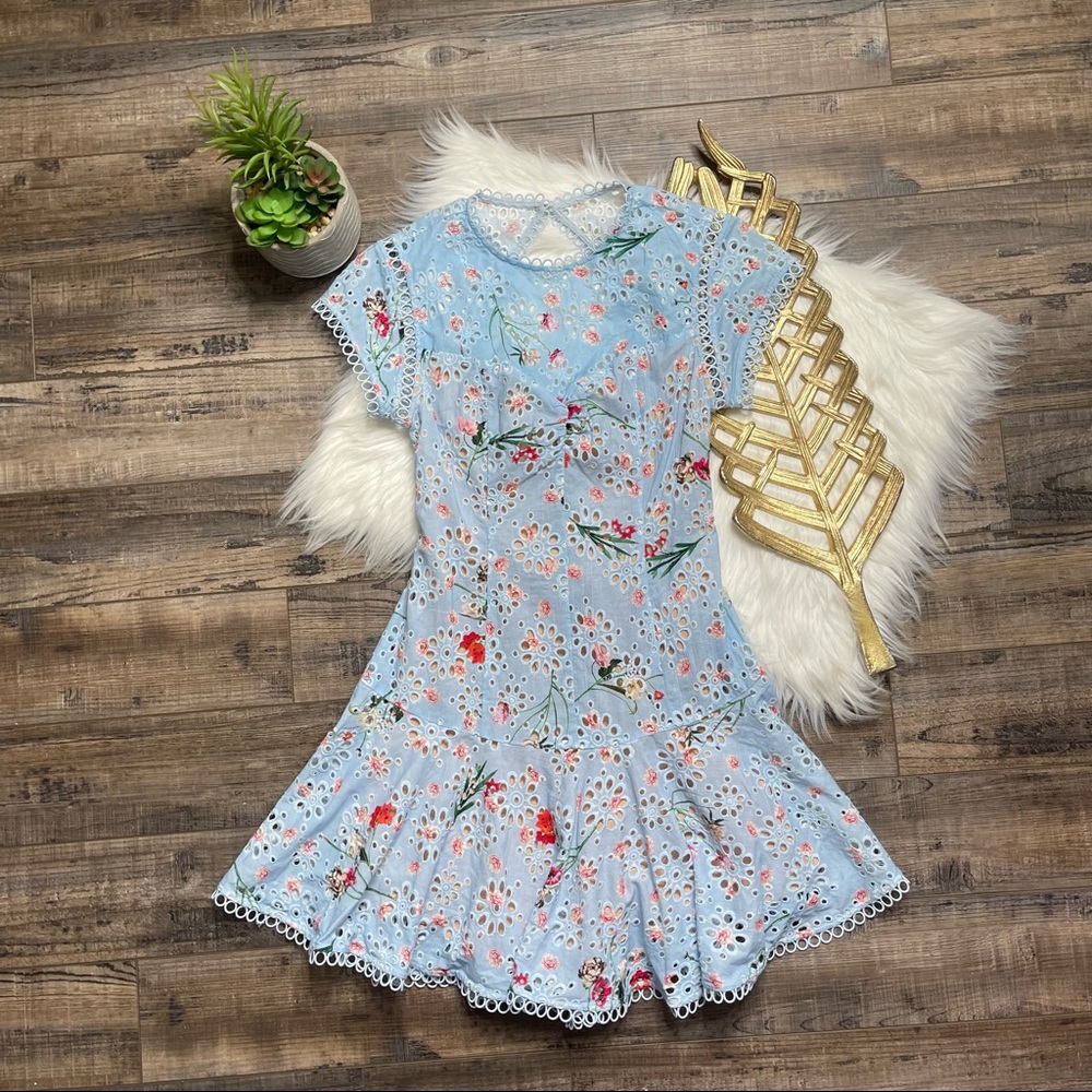 Aikek Floral Eyelet Fit and Flare Dress